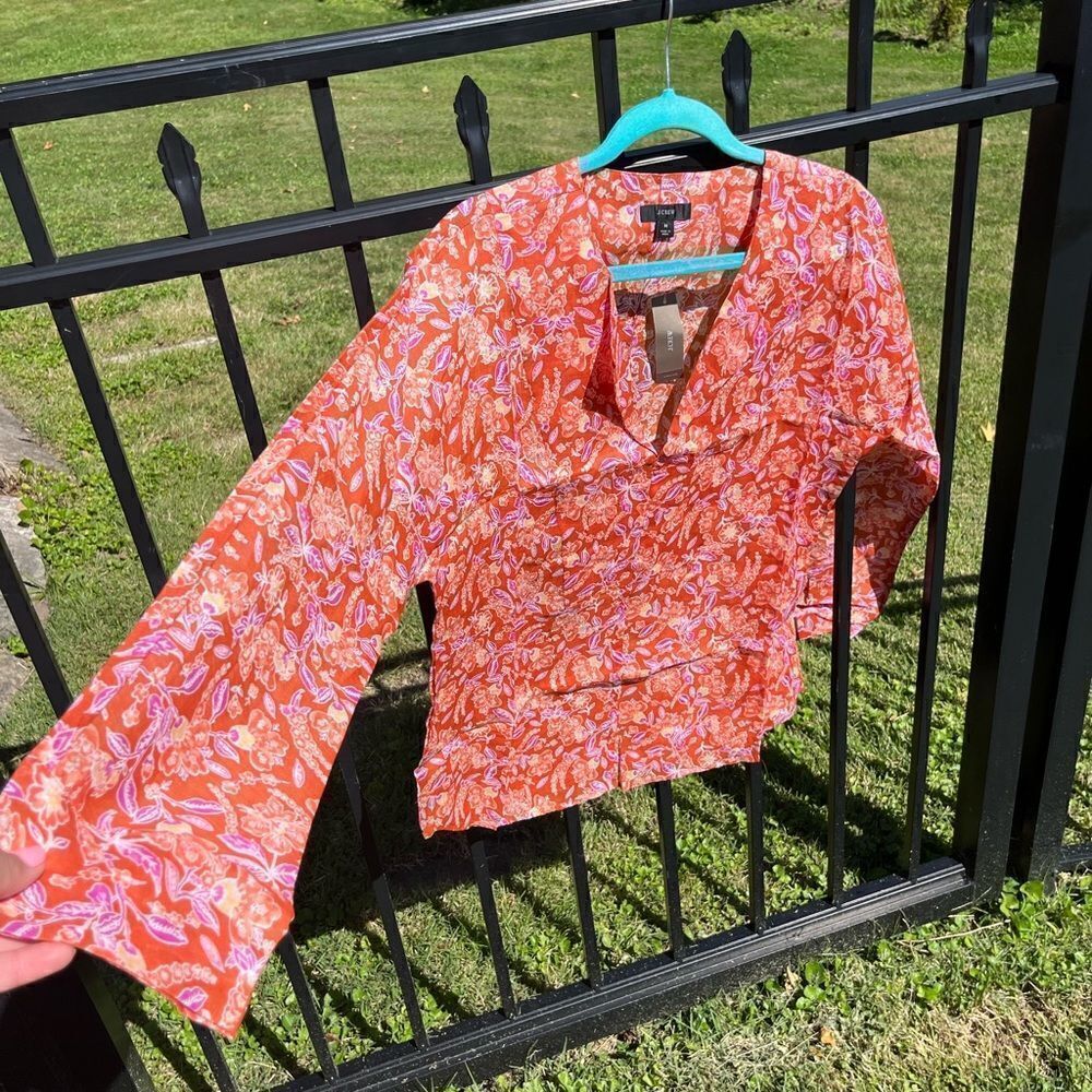 J Crew Ramie Tunic Top in Painted Block Print NWT - Picture 11 of 12
